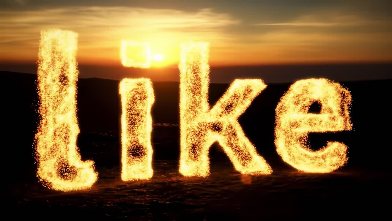 A stunning visual shows glowing letters being created with sparks during sunset. The warm colors of the sky enhance the magical atmosphere, making this an impressive sight.