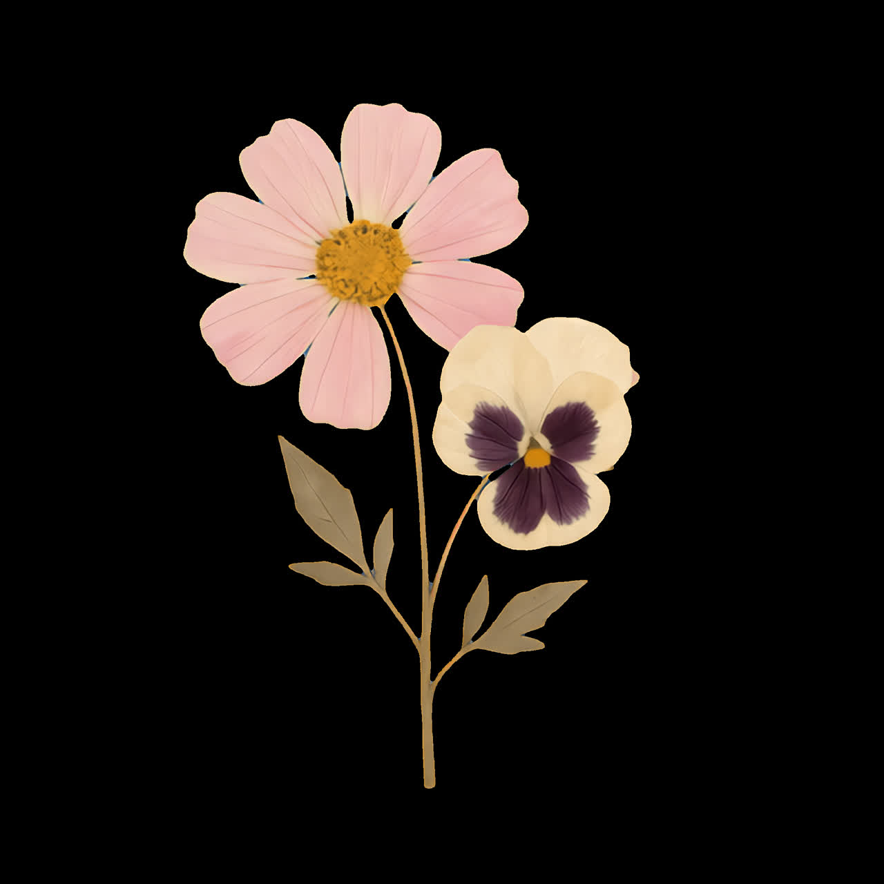 Elegant animeret blomsterillustration isoleret aktiv, transparent 4K-video, alfakanal, ProRes