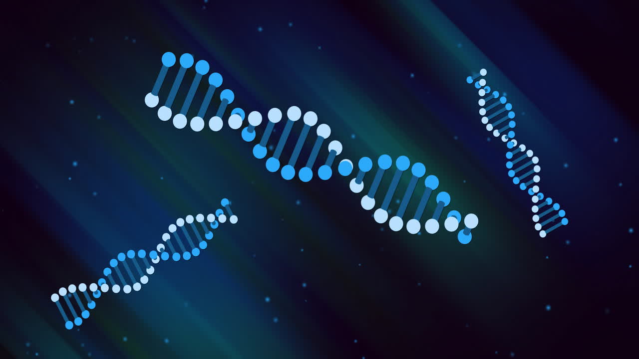 cadenas de adn y codificación binaria, animación de procesamiento de datos científicos