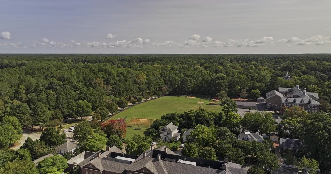 Williamsburg Virginia Aerial v2 flyover above the historic town center and tree-lined landscape - Shot with Mavic 3 Pro Cine - Sept 30th 2023