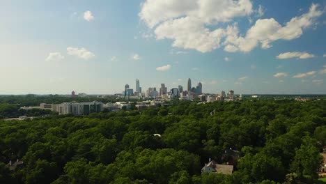 drone push towards uptown charlotte, north carolina