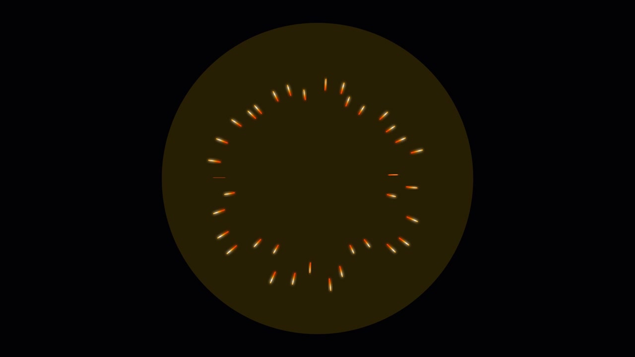 Abstract Circular Animation of Glowing Orange Particles on Black Background