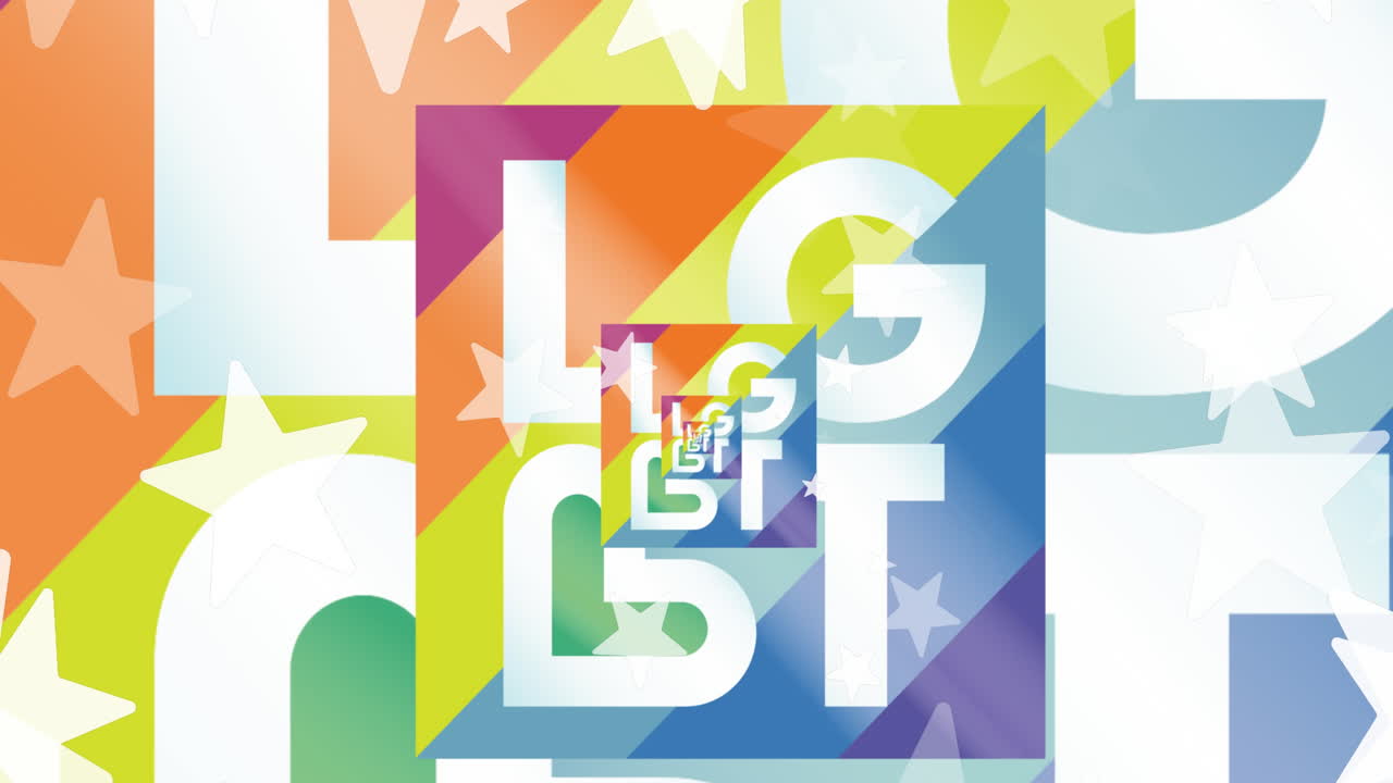 ⁇ 색 배경에 별과 lgbt 텍스트의 애니메이션