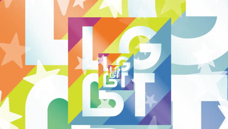animación de estrellas y textos lgbt en fondo blanco