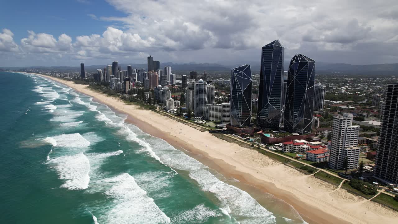 Broadbeach, Jewel Private Residences, And Suburb In Summer In Gold Coast, QLD, Australia. - aerial shot