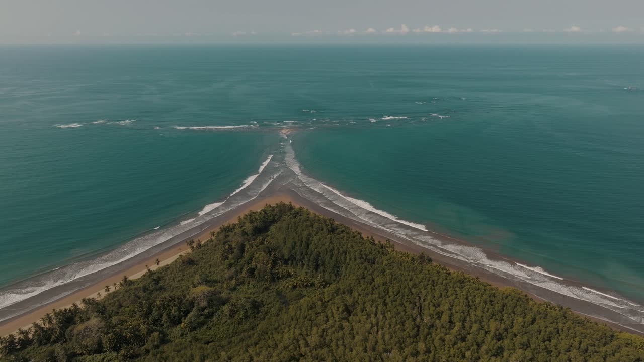 Whale Tail Shaped Shoreline Of Punta Uvita Beach In Costa Rica, Central America