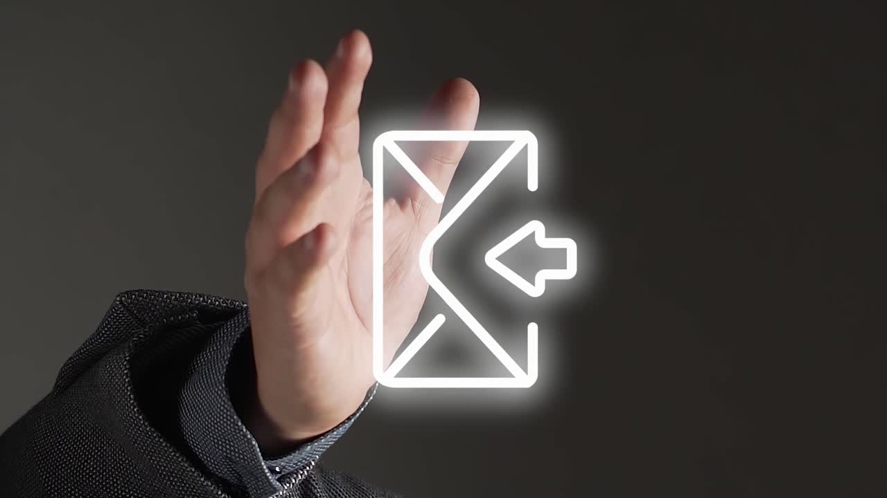 ilustración gráfica blanca - sobre con flecha hacia abajo sobre la mano humana