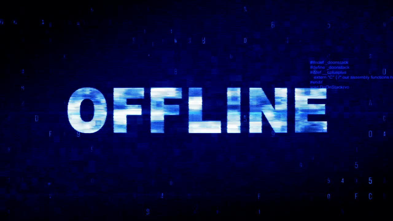 Offline Text Digital Noise Twitch Glitch Distortion Effect Error Animation.