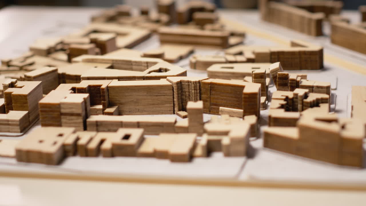 Vertical Video Corporate property investment office with empty desk for site preparation