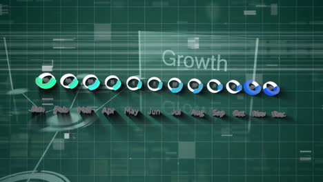animación de gráficos financieros y procesamiento de datos en el espacio digital verde