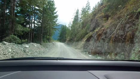 Driving-on-a-Logging-Road-on-Vancouver-Island,-Canada