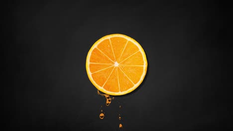 two orange slices rotating