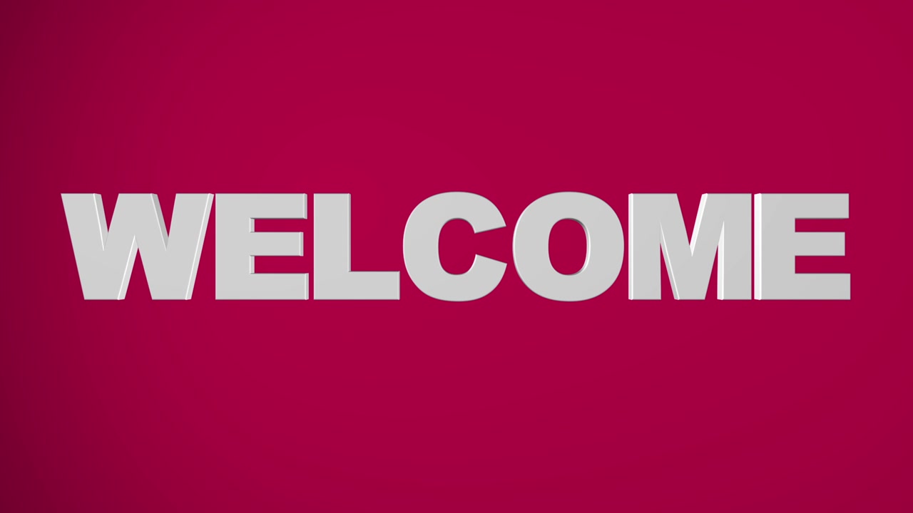 "WELCOME" 3D graphic in Magenta