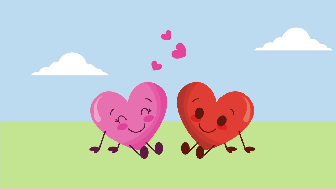 발렌타인 카드: 사랑의 커플 마음의 필드 캐릭터