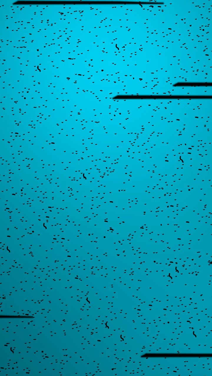 Black arrows fly over specks of pollution debris on blue background