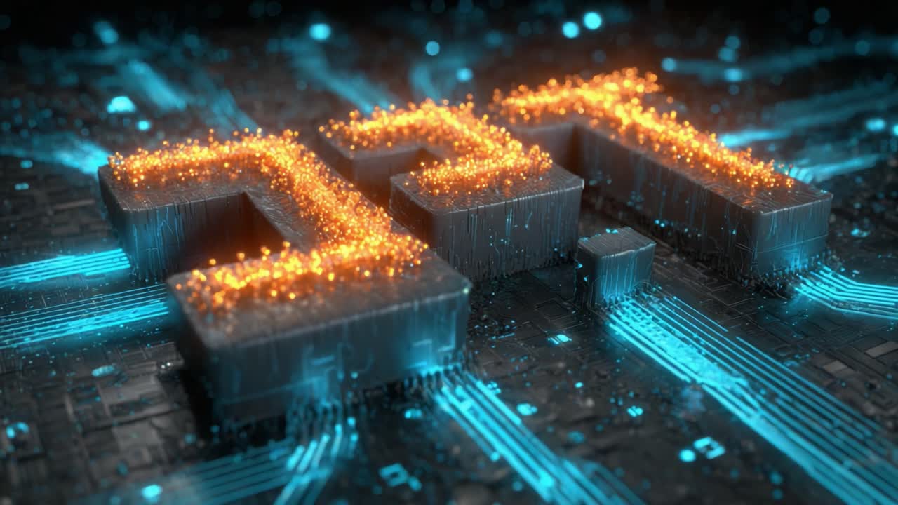 A Stunning Visualization of Digital Connections Featuring Brilliantly Lit Symbolic Structures Emphasizing Modern Technology and Data Flow