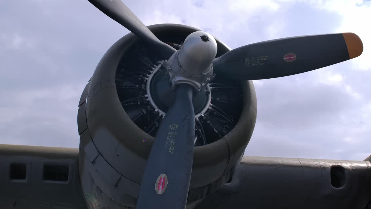 Close-up of a WWII Airplane Engine Propeller