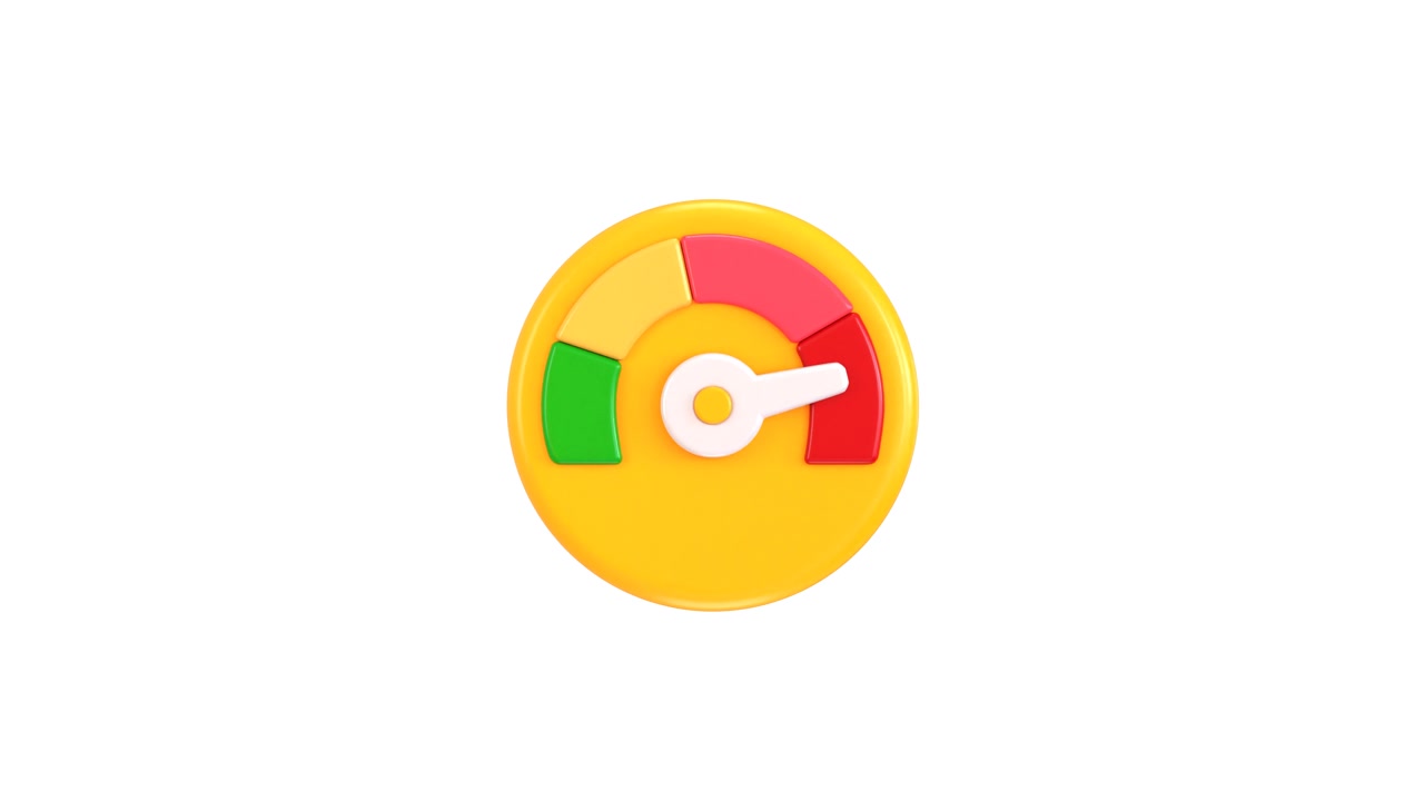 3D Animated Speedometer Gauge Indicating Performance Levels