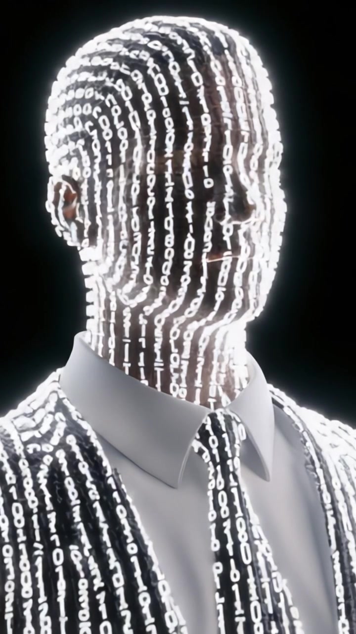 A Futuristic Representation of Identity and Data: The Transition from a Binary Figure to a Digitized Persona in a Darkened Environment