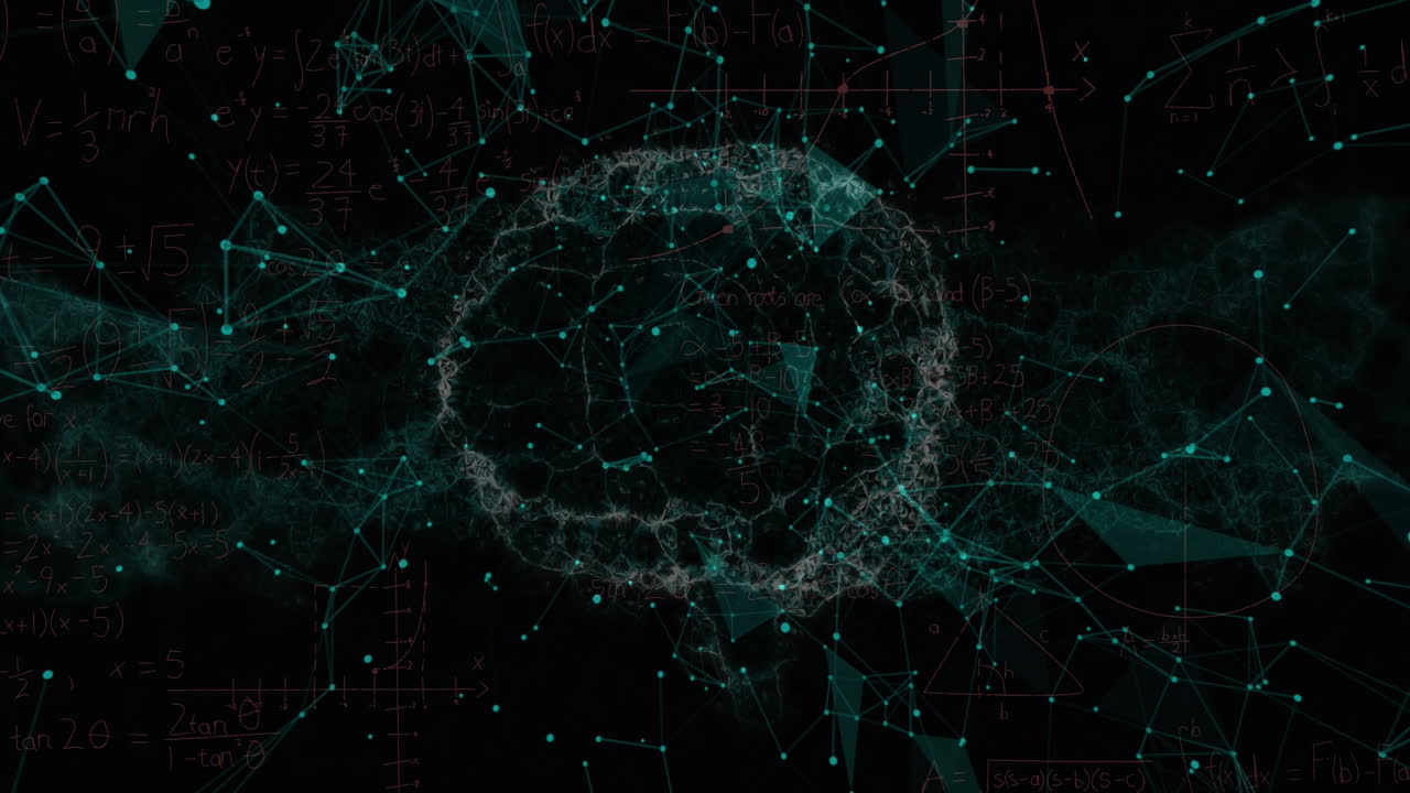 Animation of brain and shapes on black background