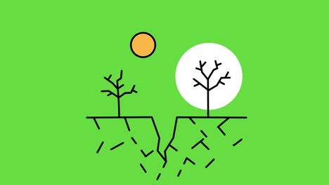 4k video of nature doodle design on green background.