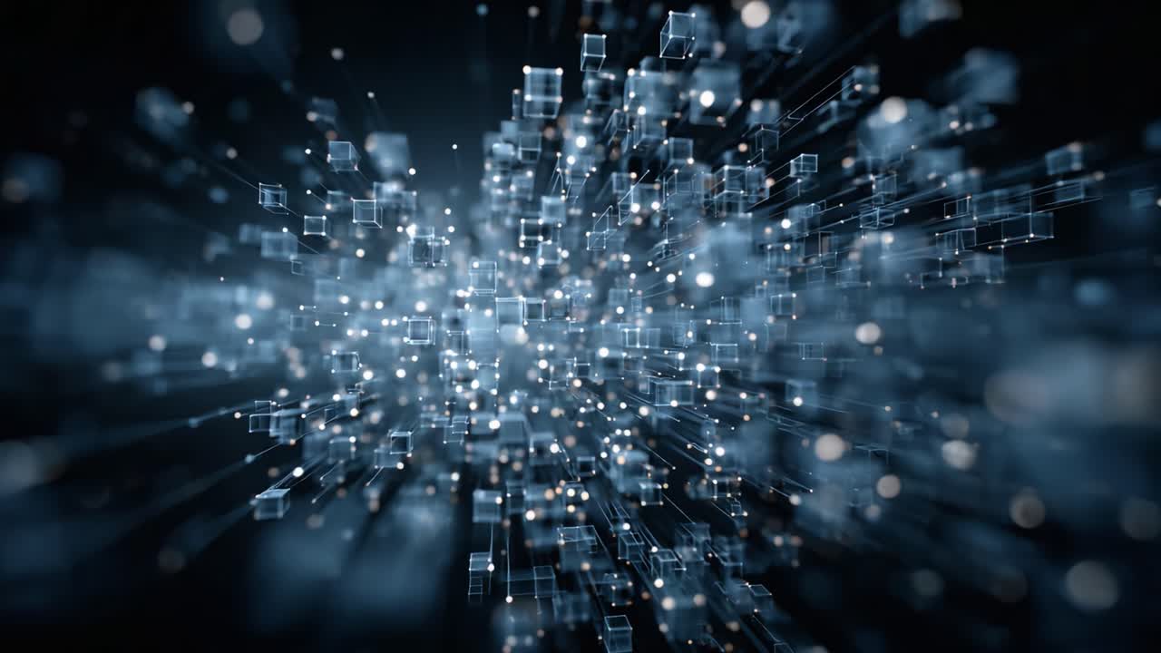 An Abstraction of Infinite Data Stream: A Dynamic Visualization of Digital Cubes and Light Particles Flowing Through Space