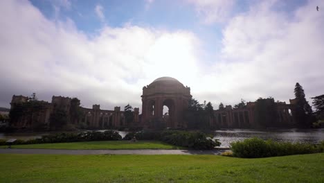 the palace of fine arts and clouds moving fast