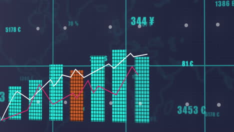 Animation-of-financial-data-processing-over-grey-background