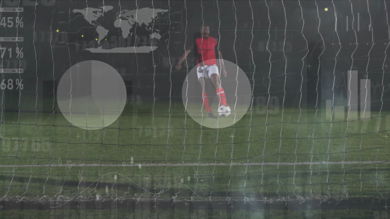 아프리카계 미국인 남자 축구 선수에 대한 금융 데이터 처리의 애니메이션