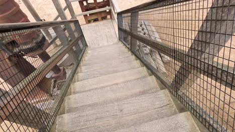 wooden staircase with metal railings at sovereign hill