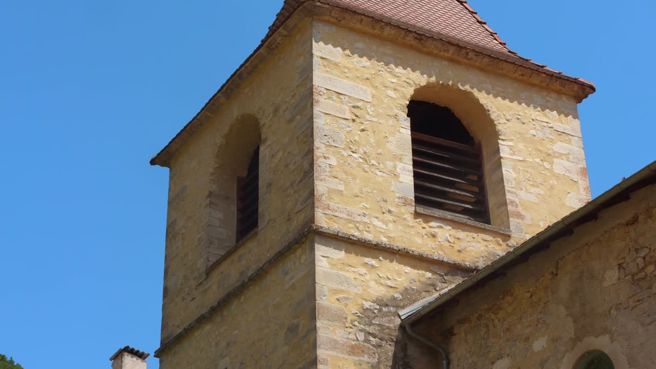 Closeup shot of architecture details of buildings at Quaint village in Glandage, France