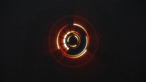 animation of glowing orange circular scanner rotating on black background