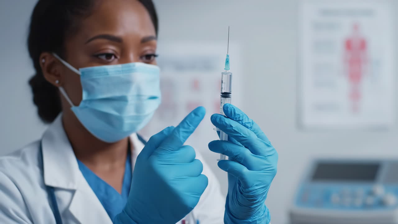 Healthcare Professional Preparing a Syringe for Injection