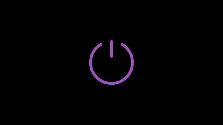 Purple Power Button Icon Drawing on Black Background