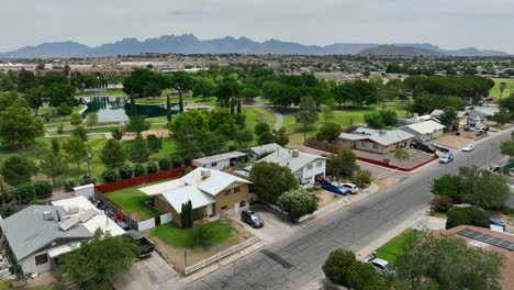 houses and homes in neighborhood with city park in background in southwest usa