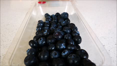 blueberries in a plastic container from the shop