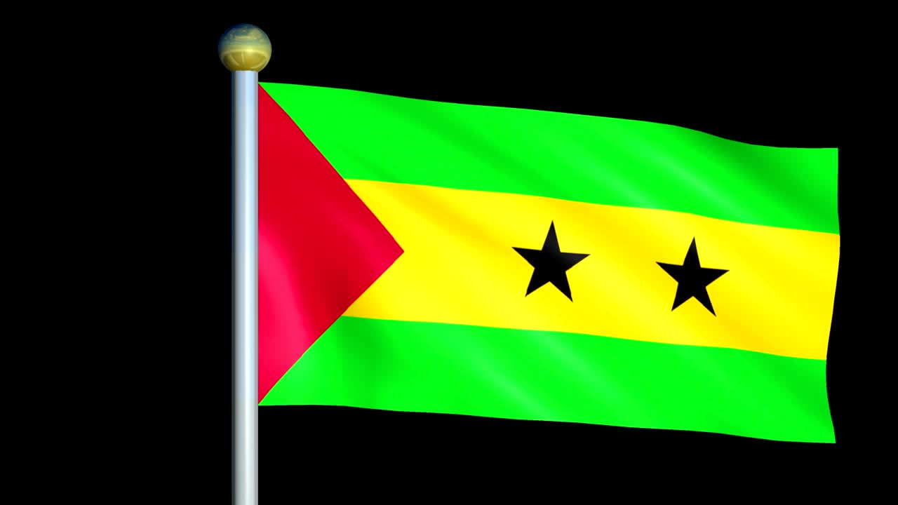 gran bandera animada en bucle de la república democrática de santo tomé y príncipe