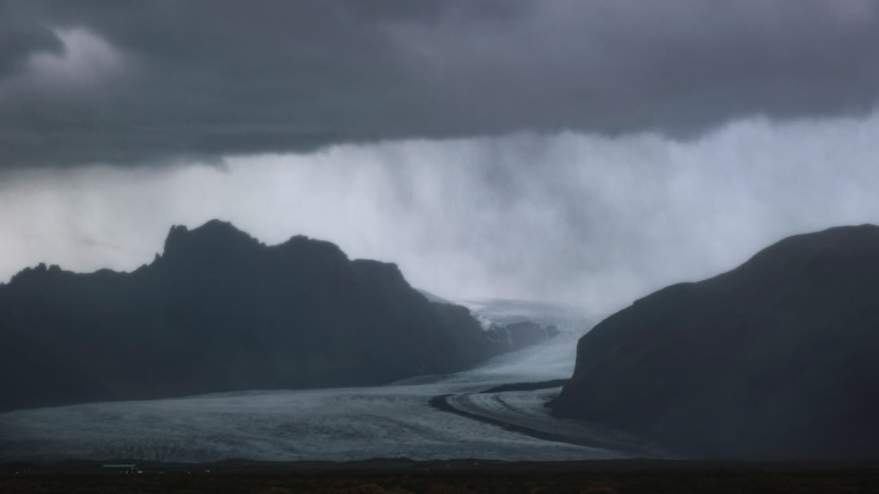 lapso de tiempo del glaciar islandés durante la tormenta