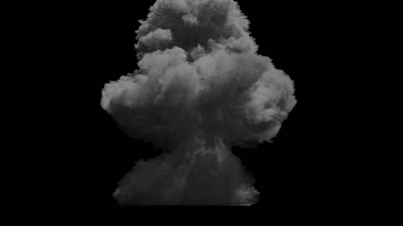 Massive nuclear explosion on transparent background