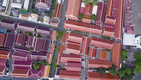 aerial view of a thai city with temples