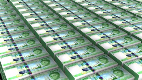 3d animation of gambia 200 dalasi banknotes money stack on white background