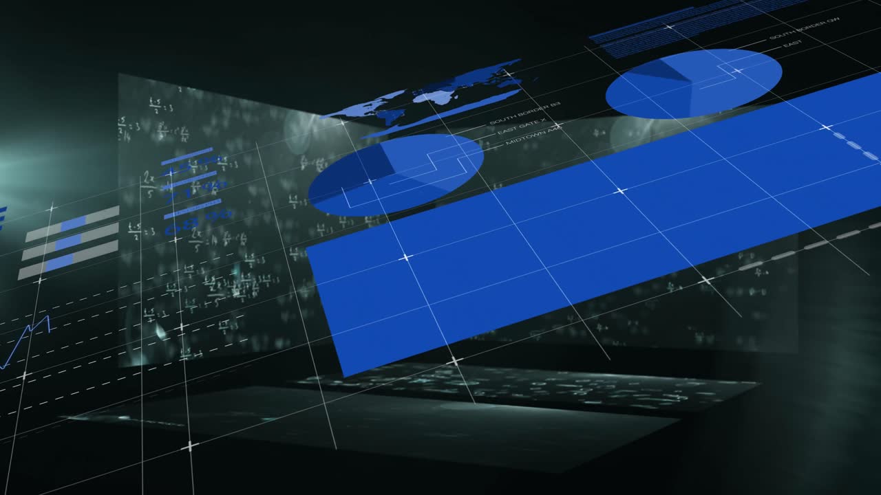 animación de las estadísticas y el procesamiento de datos sobre fondo negro