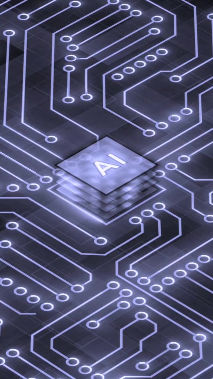 AI Processor on a Glowing Digital Circuit Board