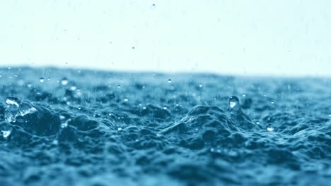 gocce d'acqua piovana che cadono in super slow motion.