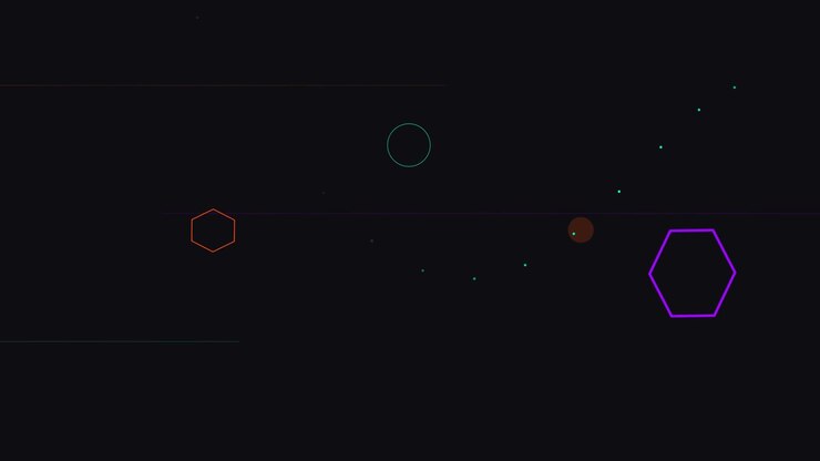 Abstract Motion Graphics with Floating Geometric Shapes and Particles