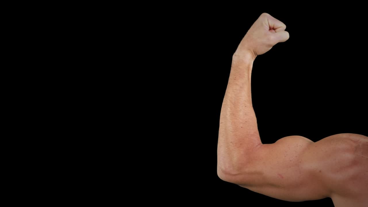 Man flexing right arm while security overlay sliding in spelling MALWARE white box centering on arm