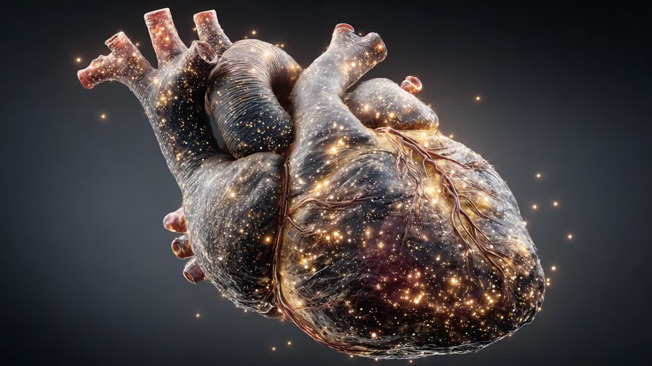 Stunning Digital Reconstruction of a Heart with a Captivating Glow Emphasizing Its Intricate Structure and Unique Anatomy in a Stunning Visual Presentation