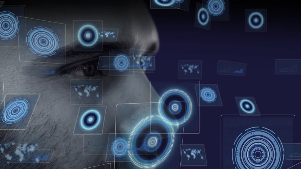 animación del procesamiento de datos sobre el hombre caucásico