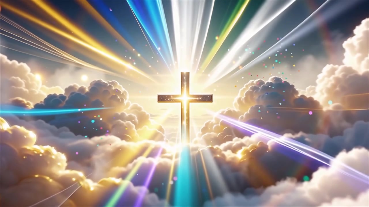 Croce Cristiana Luce Celestiale Sfondo per il Culto.