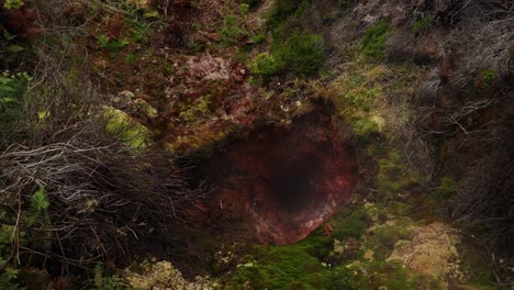 volcanic steam vent at furnas do enxofre in azores, portugal